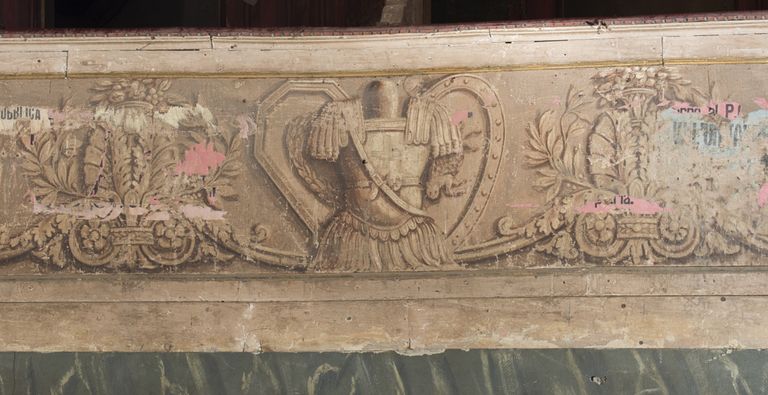 Reggiolo, Teatro Comunale "Giovanni Rinaldi", particolare delle decorazioni del primo ordine di palchi (foto Andrea Scardova, IBC) 2017